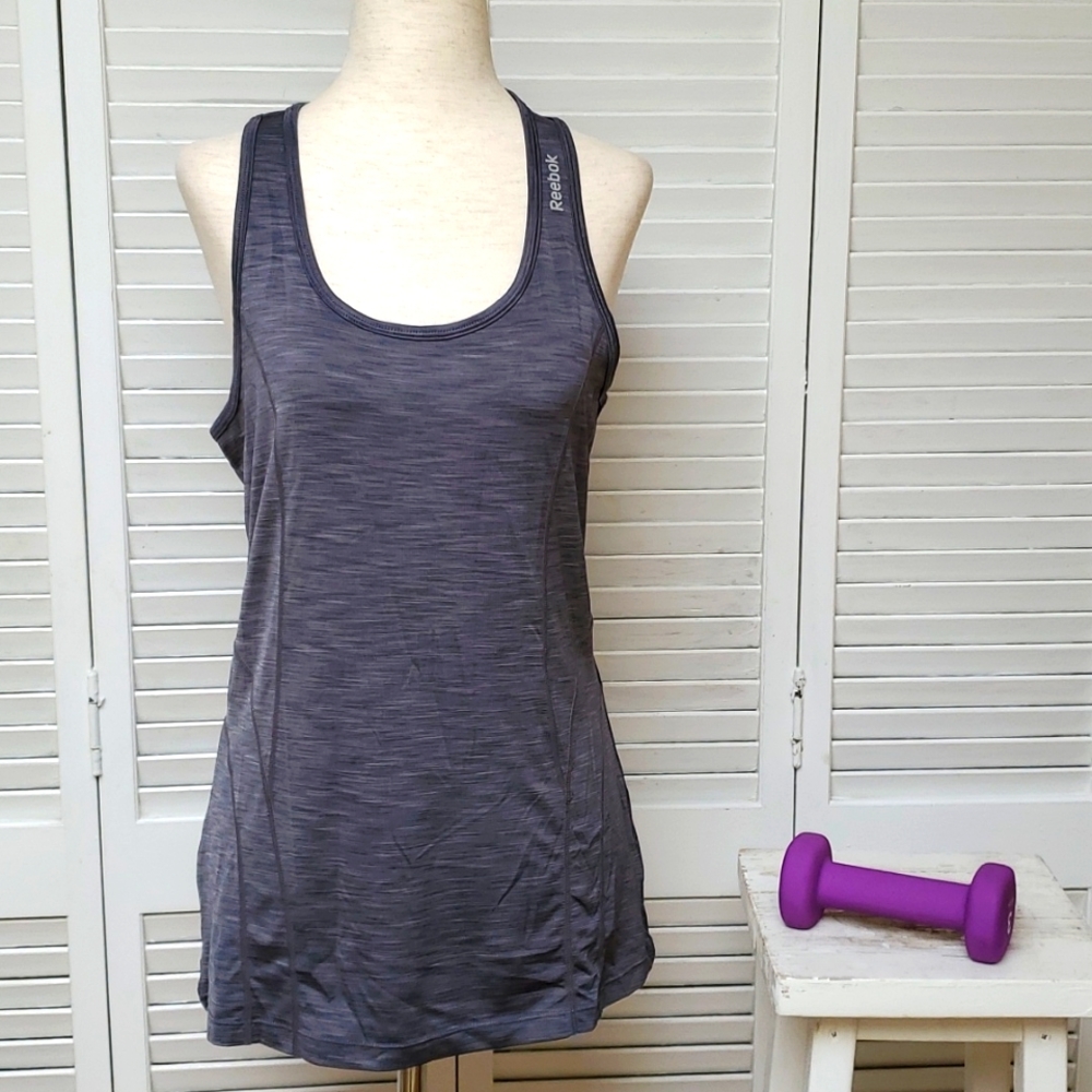 Reebok Size M Grey Performance Racerback Tank Top